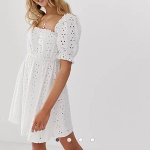ASOS DESIGN milkmaid broderie mini dress